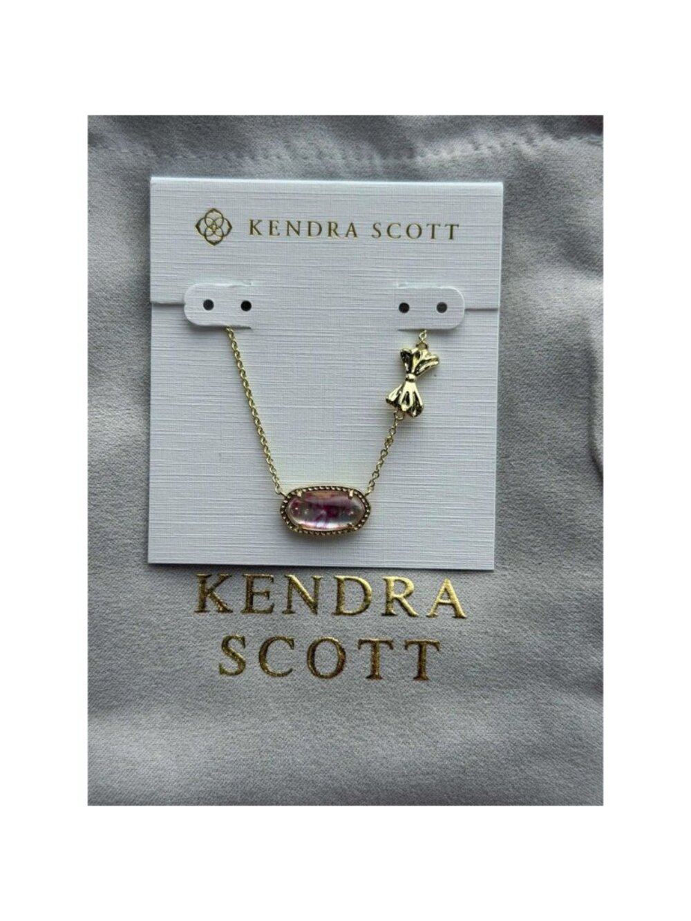 Kendra Scott pink pendant gold necklace